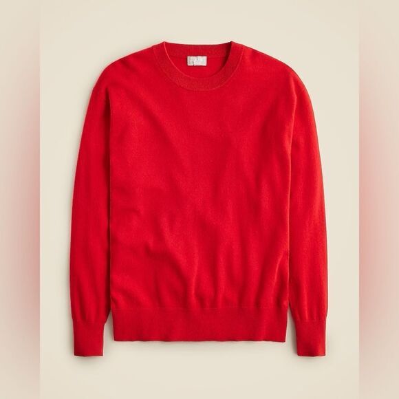 NWT J Crew Cashmere relaxed crewneck sweater in red - Picture 3 of 8